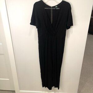 Wild Fable Women's Sz L One-Piece Short Sleeve Jumpsuit Black with Zipper